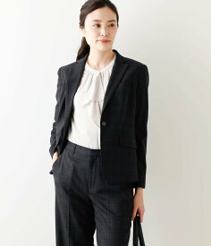 【SALE／55%OFF】NEWYORKER WOMEN L-SIZE 【L】ファインシャドーチェック 1釦ノッチドラペルジャケット ニューヨーカー エルサイズ ジャケット・アウター テーラードジャケット・ブレザー グレー【送料無料】