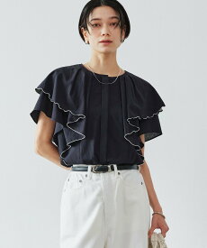 UNITED ARROWS green label relaxing Breeze Cool ラッフル ブラウス マシンウォッシャブル 吸水速乾 通気性 UVカット ユナイテッドアローズ グリーンレーベルリラクシング トップス シャツ・ブラウス グレー ネイビー レッド ホワイト【送料無料】