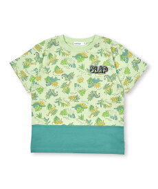 【SALE／50%OFF】SLAP SLIP アニマル恐竜柄切り替え半袖Tシャツ(80~130cm) ベベ オンライン ストア トップス カットソー・Tシャツ ホワイト グリーン