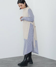 BEAMS HEART WOMEN BEAMS HEART / ニットベスト * シャツワンピース セット ビームス ハート ワンピース・ドレス その他のワンピース・ドレス ブラック【送料無料】