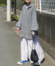 ハーフジップボリュームスリーブオーバーサイズニット