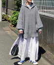 ハーフジップボリュームスリーブオーバーサイズニット