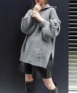 ハーフジップボリュームスリーブオーバーサイズニット
