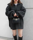 ハーフジップボリュームスリーブオーバーサイズニット