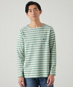 【SALE／70%OFF】BAKER STREET ボーダーボートネックTシャツ ベイカー・ストリート トップス カットソー・Tシャツ ブルー グリーン【送料無料】