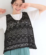 SHOO・LA・RUE 【2点セット/S-LL】クロシェベスト+ロゴTシャツ シューラルー トップス アンサンブル ワイ…