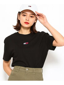 TOMMY JEANS (W)TOMMY HILFIGER(トミーヒルフィガー) バッジロゴTシャツ トミーヒルフィガー トップス カットソー・Tシャツ オレンジ カーキ ネイビー ブラック ベージュ ホワイト【送料無料】