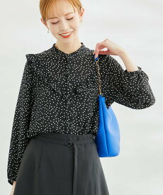 【SALE／41%OFF】ROPE' PICNIC ドット/無地フリルブラウス ロペピクニック トップス シャツ・ブラウス ブラック ホワイト