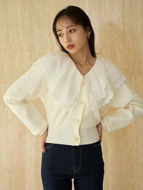 SNIDEL レースカラーニットプルオーバー スナイデル トップス ニット ネイビー【送料無料】