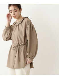 【SALE／70%OFF】N. Natural Beauty Basic ラッフルネックボリュームパフブラウス エヌ ナチュラルビューティーベーシック* トップス シャツ・ブラウス ベージュ ブルー