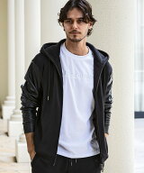 【SALE／50%OFF】1PIU1UGUALE3 RELAX 1PIU1UGUALE3 RELAX レザースリーブジップフーディー シフォン トッ…