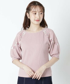 WILLSELECTION 刺繍レースカットソー ウィルセレクション トップス カットソー・Tシャツ ホワイト ベージュ ピンク パープル ブラック【送料無料】