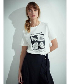 Aquascutum WHITE LABEL Ucaコラボ BOTANICAL Tシャツ アクアスキュータム トップス カットソー・Tシャツ ホワイト ネイビー ベージュ【送料無料】