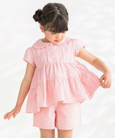 BeBe Petits Pois Vert ぽつぽつデザイントップス+キュロットセット(95~150cm) ベベ オンライン ストア スーツ・フォーマル セットアップスーツ ピンク ホワイト【送料無料】