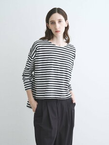three dots Powdery cotton 3/4sleeve �X���[�h�b�c �g�b�v�X �J�b�g�\�[�ET�V���c �z���C�g �u���b�N�y���������z