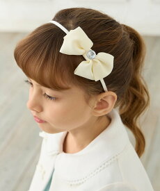 【SALE／30%OFF】ANY KIDS リボン×ビジューカチューシャ エニィ ヘアアクセサリー カチューシャ・ヘアバンド ピンク ホワイト