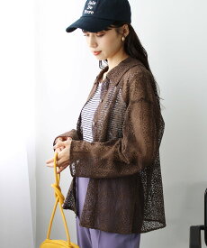 【SALE／58%OFF】GeeRA 衿付レースシャツ ジーラ トップス シャツ・ブラウス ブラウン ホワイト