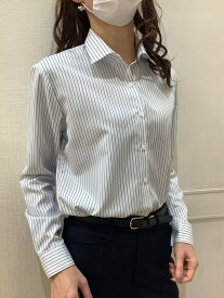 BRICK HOUSE by Tokyo Shirts 【ECOVERO(TM)】 形態安定 ワイド衿 長袖 レディースシャツ トーキョーシャツ トップス シャツ・ブラウス ブルー【送料無料】