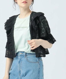 【SALE／20%OFF】BEAMS HEART WOMEN レース ボレロ 25SS 重ね着 レイヤードスタイル シアー 透け感 フリル ビームス ハート トップス シャツ・ブラウス ブラック ホワイト【送料無料】