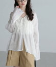 シャーリングドロストチュニックブラウス