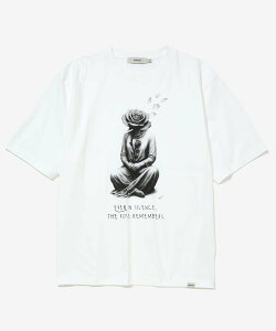 rehacer rehacer/(M)Silent Bloom Relax Fit T-shirt ���A�Z�� �g�b�v�X �J�b�g�\�[�ET�V���c �u���b�N �z���C�g�y���������z