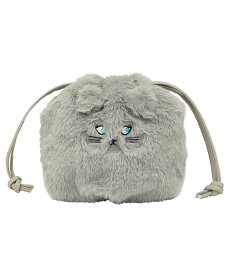 BACKYARD FAMILY にゃんこファー巾着ショルダー ローラ バッグ ショルダーバッグ グレー ブラック