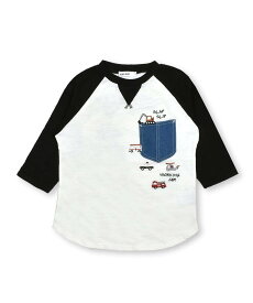 【SALE／7%OFF】SLAP SLIP デニムポケット付きラグランスリーブ7分袖Tシャツ(80~130cm) ベベ オンライン ストア トップス カットソー・Tシャツ レッド ブラック