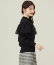 【洗える】フリルチュールコンビ ニット