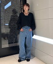 深Vレースドッキングオーバーニット