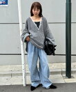 深Vレースドッキングオーバーニット