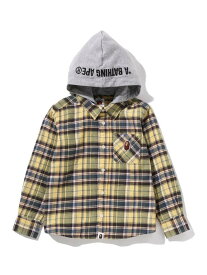 A BATHING APE (K)CHECK HOODIE LAYERED SHIRT ア ベイシング エイプ トップス その他のトップス ブルー イエロー【送料無料】