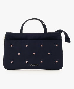 Afternoon Tea LIVING フラワー刺繍2WAYバッグインバック アフタヌーンティー・リビング 財布・ポーチ・ケース ポーチ ネイビー