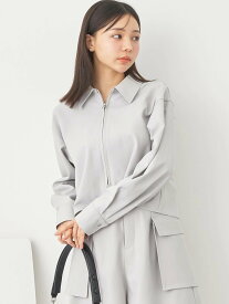 earth music&ecology ジップショートシャツ レディース/春/24SS アースミュージック&エコロジー トップス シャツ・ブラウス グレー ベージュ パープル【送料無料】