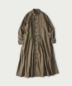 45R 薄バックサテンのタックシャツドレス フォーティファイブアール ワンピース・ドレス シャツワンピース グリーン【送料無料】