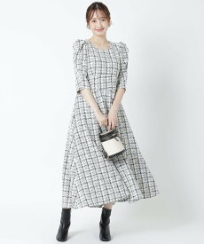 【SALE／40%OFF】WILLSELECTION ラメツイードサーキュラーワンピース ウィルセレクション ワンピース・ドレス その他のワンピース・ドレス ホワイト レッド ブラック【送料無料】