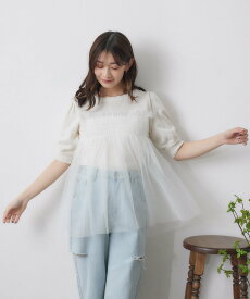 【SALE／48%OFF】RETRO GIRL チュールドッキングNT レトロガール トップス ニット ホワイト ブラック ブルー