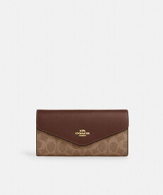 【SALE／62%OFF】COACH OUTLET 【公式】エンベロープ ウォレット・シグネチャー キャンバス コーチ　アウトレット 財布・ポーチ・ケース 財布 ブラウン【送料無料】