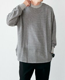 MEN'S MELROSE 【MASTER FRAME】ビッグワッフルロングスリーブTシャツ メンズメルローズ トップス カットソー・Tシャツ ホワイト グレー ブラウン【送料無料】