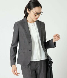 【SALE／11%OFF】NEWYORKER WOMEN ウールシルクピンドット セミピークドラペル2釦ジャケット ニューヨーカー ジャケット・アウター テーラードジャケット・ブレザー ホワイト ネイビー【送料無料】