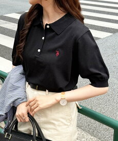 【SALE／57%OFF】U.S. POLO ASSN. U.S. POLO ASSN./ワンポイント刺繍 接触冷感 半袖ポロニットシャツ セットアップセブン トップス ポロシャツ ネイビー グレー ホワイト ブラウン ブラック