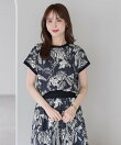 リゾートパネルプリントリブ付きワンピース