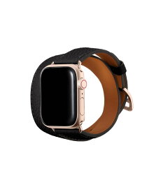 BONAVENTURA ダブルトゥール Apple Watch レザーバンド シュリンクレザー【38mm/40mm/41mm/42mm】 (アダプター：ゴールド) ボナベンチュラ アクセサリー・腕時計 その他のアクセサリー・腕時計 ブラック【送料無料】