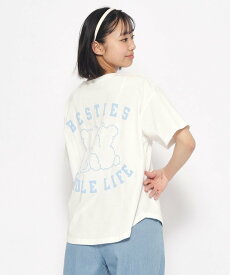 PINK-latte 【接触冷感機能付き】クマちゃんプリントTシャツ ピンク ラテ トップス カットソー・Tシャツ ホワイト ベージュ ブルー