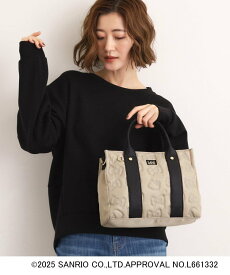 grove 【ハローキティ】Lee別注リボンキティキルトスクエアトート グローブ バッグ トートバッグ ベージュ ブラック【送料無料】