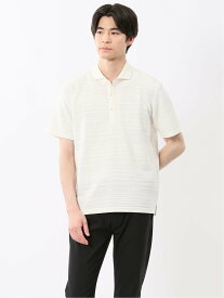 【SALE／50%OFF】TAKA-Q タックボーダー カッタウェイ半袖ポロシャツ タカキュー トップス ポロシャツ ホワイト ネイビー