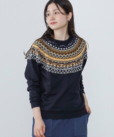 BEAMS HEART WOMEN BEAMS HEART / ジャカードニット コンビ スウェット ビームス ハート トップス スウェット・トレーナー ホワイト ネイビー【送料無料】