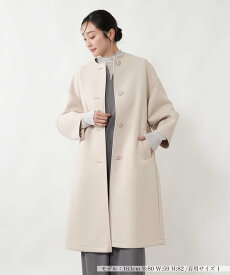 【SALE／31%OFF】NEMIKA ダンボールニットノーカラーコート【NEMIKA】 ネミカ ジャケット・アウター ステンカラーコート ネイビー ベージュ【送料無料】