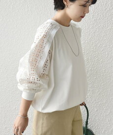 SHIPS WOMEN 《追加予約》【WEB限定】＜手洗い可能＞レース コンビ カットソー シップス トップス カットソー・Tシャツ イエロー ブラック ホワイト ブラウン【送料無料】