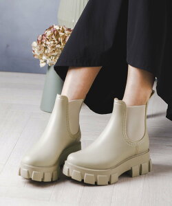 attagirl 厚底レインブーツ アタガール シューズ・靴 レインシューズ・ブーツ ベージュ ブラック【送料無料】