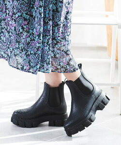 attagirl 厚底レインブーツ アタガール シューズ・靴 レインシューズ・ブーツ ベージュ ブラック【送料無料】